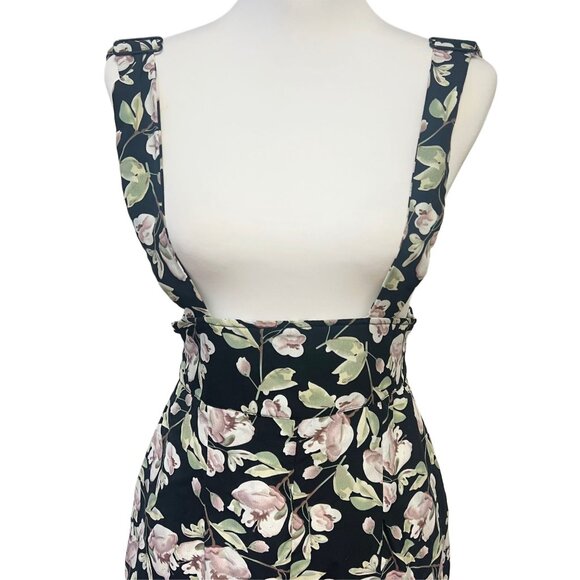 Unique Vintage Floral Wide Leg Jumpsuit Suspender Overalls Boho Pockets Small - Picture 6 of 13